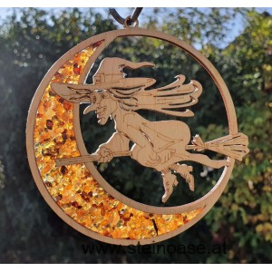 Fensterbild Suncatcher Bernstein - HEXE Ø 11cm